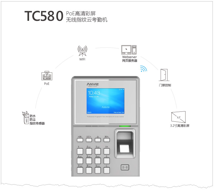 TC580無(wú)線(xiàn)指紋云考勤機中文彩頁(yè) V1.0 